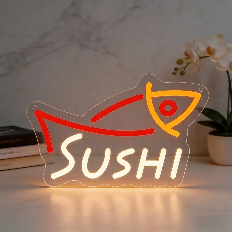 Commercial Kitchen Japanese - Светодиодная неоновая вывеска в форме рыбы