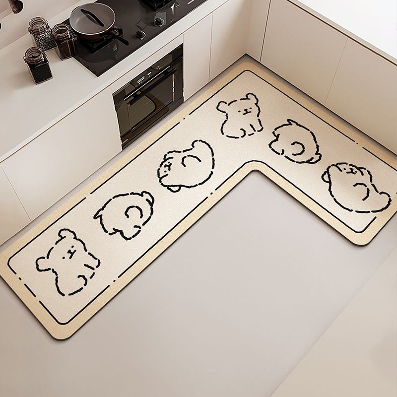 Commercial Kitchen Vinyl Flooring - L-образный кухонный напольный коврик, водостойкий нескользящий