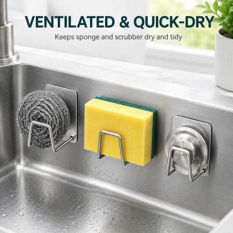 Commercial Kitchen Sink - Самоклеящийся держатель для губок из нержавеющей